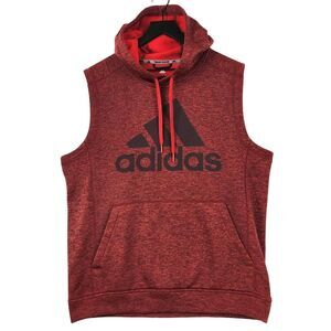 Adidas Team Issue Climawarm Sleeveless Red Hoodie Mens Size Large Big Logo